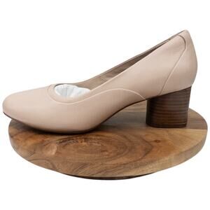 Clarks Cosmo Step Blush Pink Leather Pumps Low Heels Women's Size 9.5